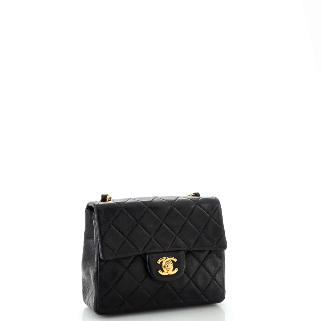 Vintage Square Classic Single Flap Bag Quilted Lambskin Mini