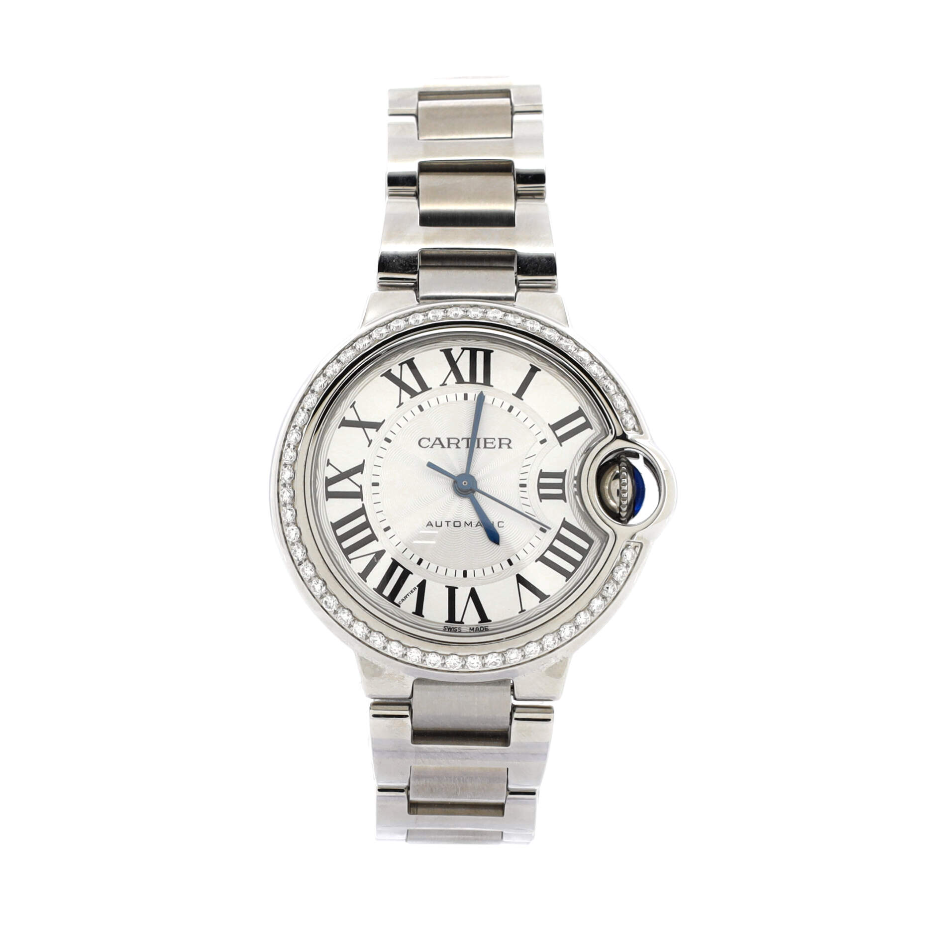 Ballon Bleu de Cartier Automatic Watch Stainless Steel with Diamond Bezel 33