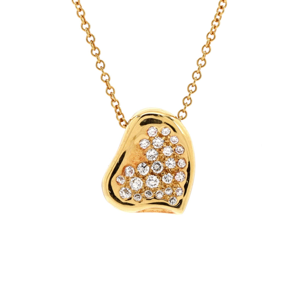 Elsa Peretti Full Heart Necklace 18K Yellow Gold with Pave Diamonds