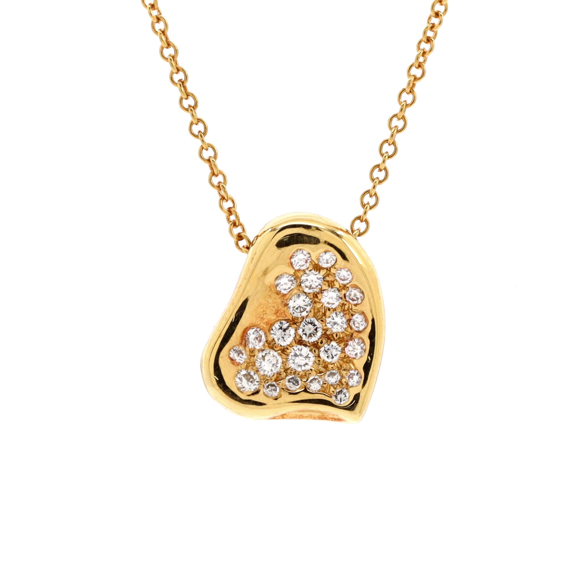 Elsa Peretti Full Heart Necklace 18K Yellow Gold with Pave Diamonds