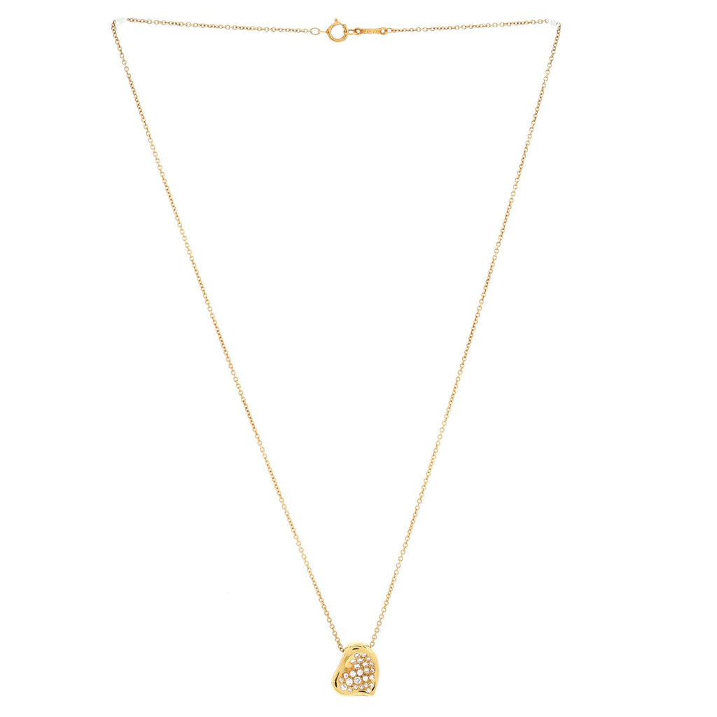Elsa Peretti Full Heart Necklace 18K Yellow Gold with Pave Diamonds