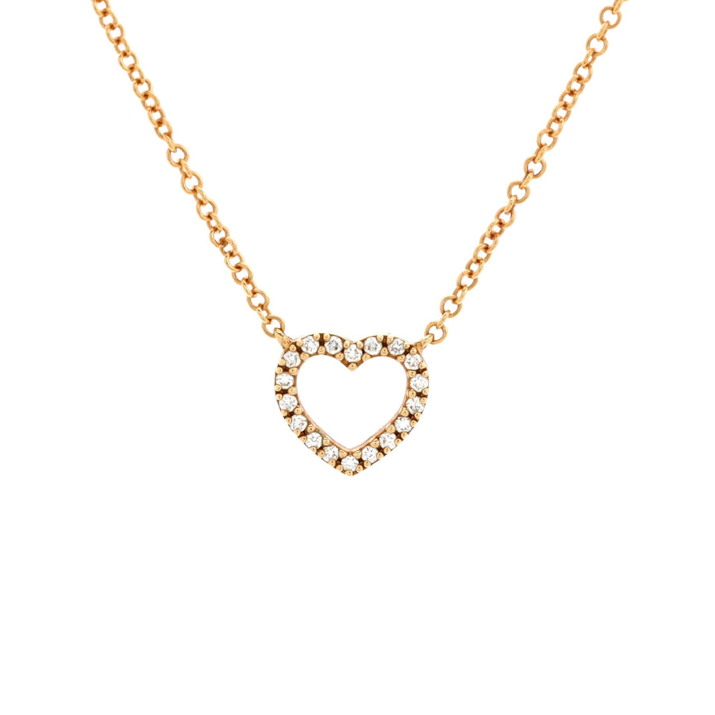 Metro Heart Pendant Necklace 18K Rose Gold and Diamonds Mini