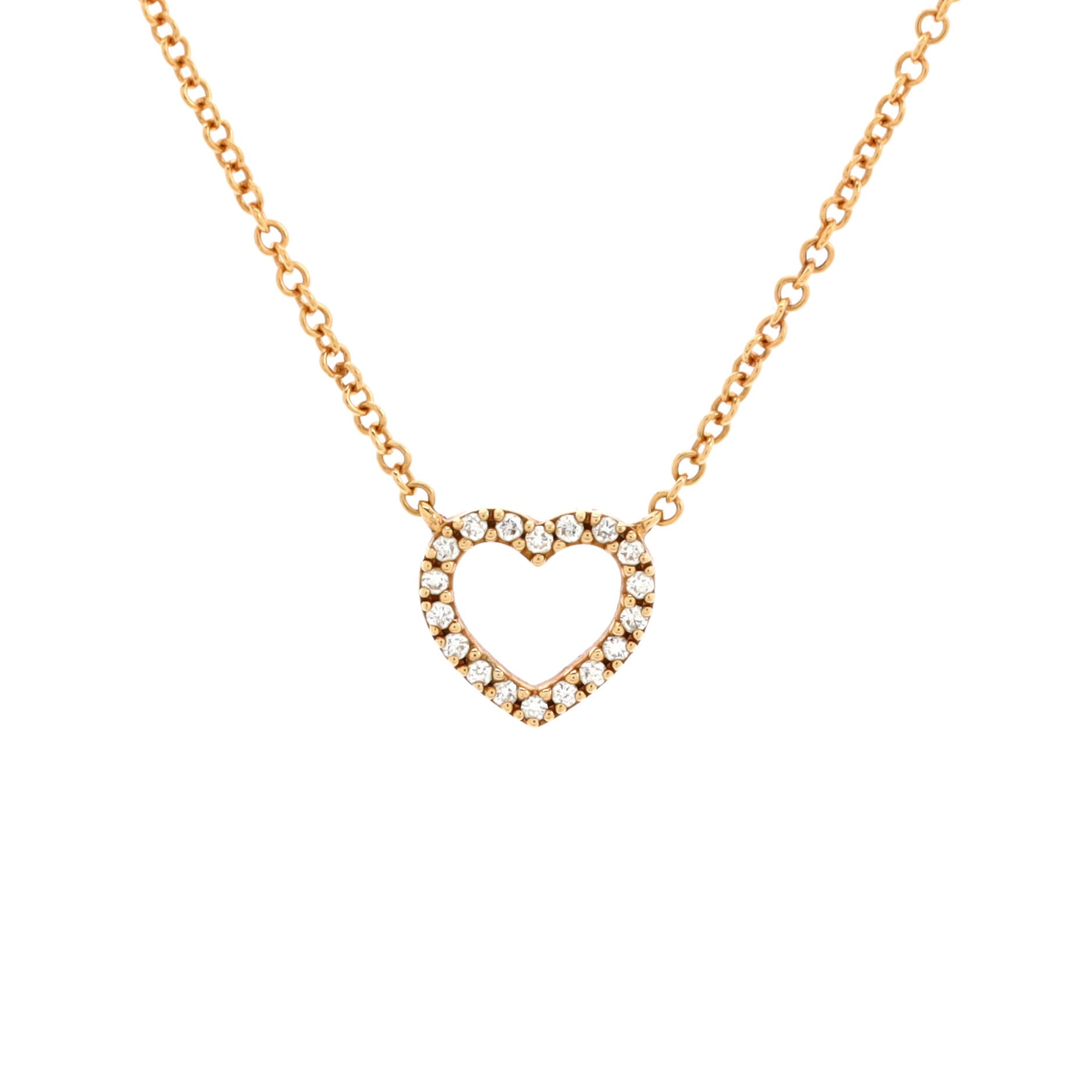 Metro Heart Pendant Necklace 18K Rose Gold and Diamonds Mini