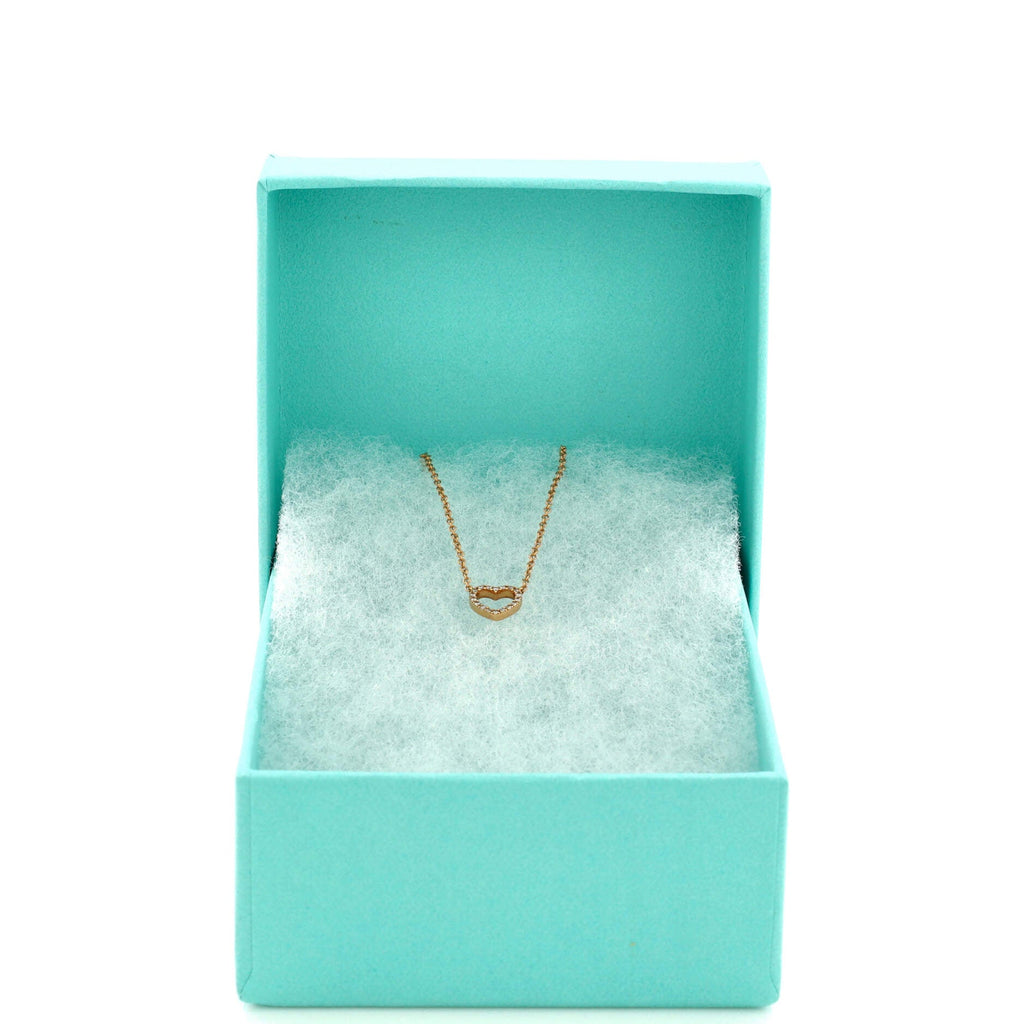 Metro Heart Pendant Necklace 18K Rose Gold and Diamonds Mini