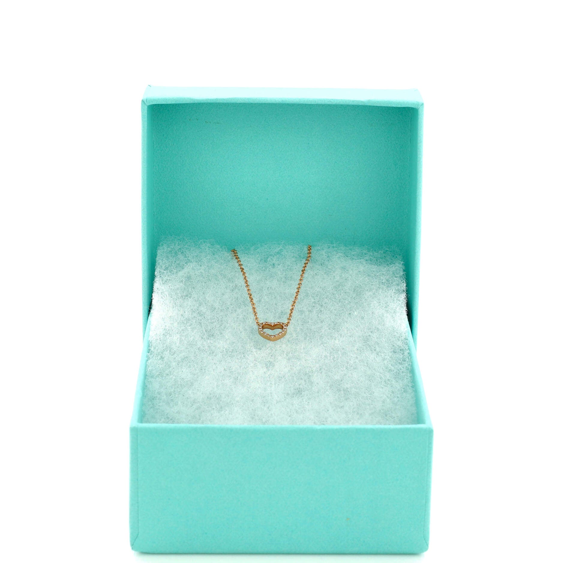 Metro Heart Pendant Necklace 18K Rose Gold and Diamonds Mini