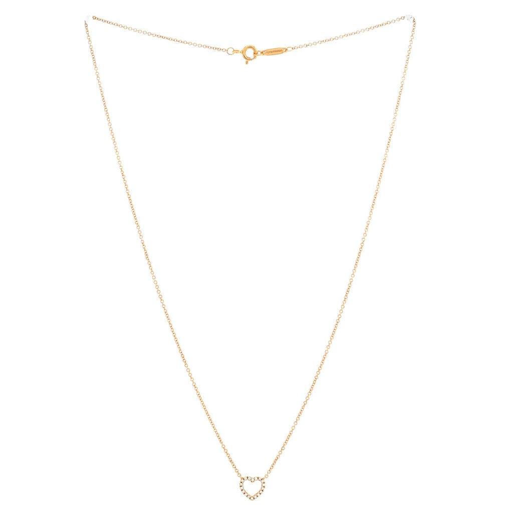 Metro Heart Pendant Necklace 18K Rose Gold and Diamonds Mini