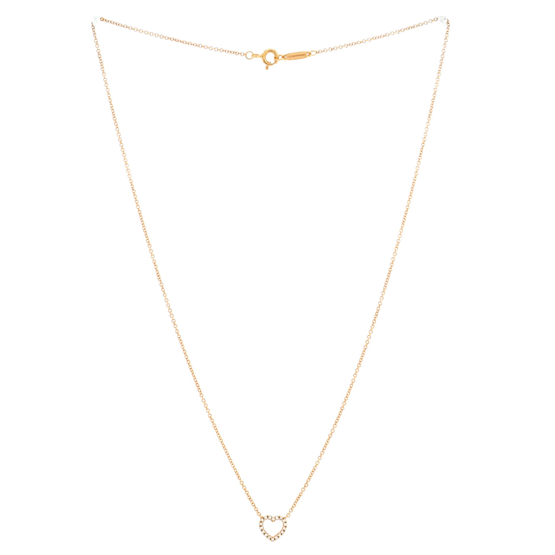 Metro Heart Pendant Necklace 18K Rose Gold and Diamonds Mini