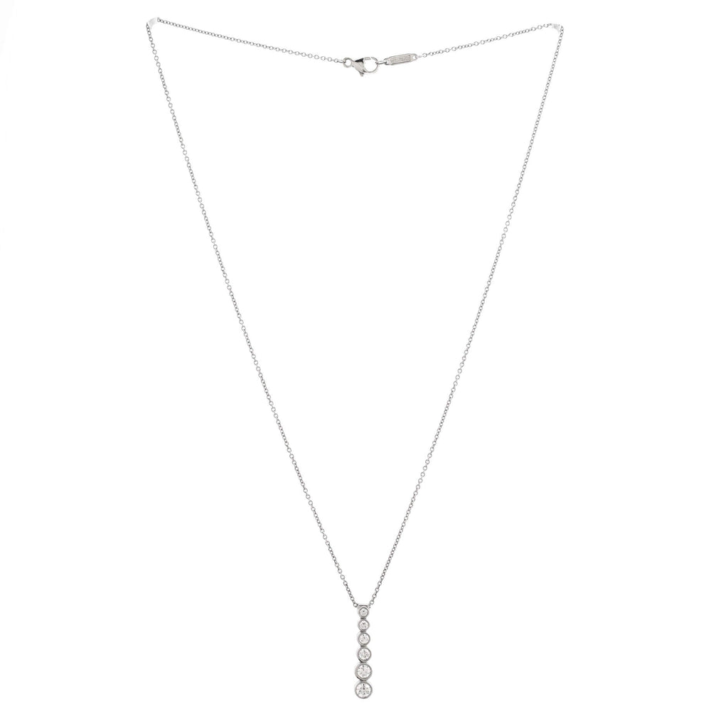 Jazz Graduated Drop Pendant Necklace Platinum and Diamonds