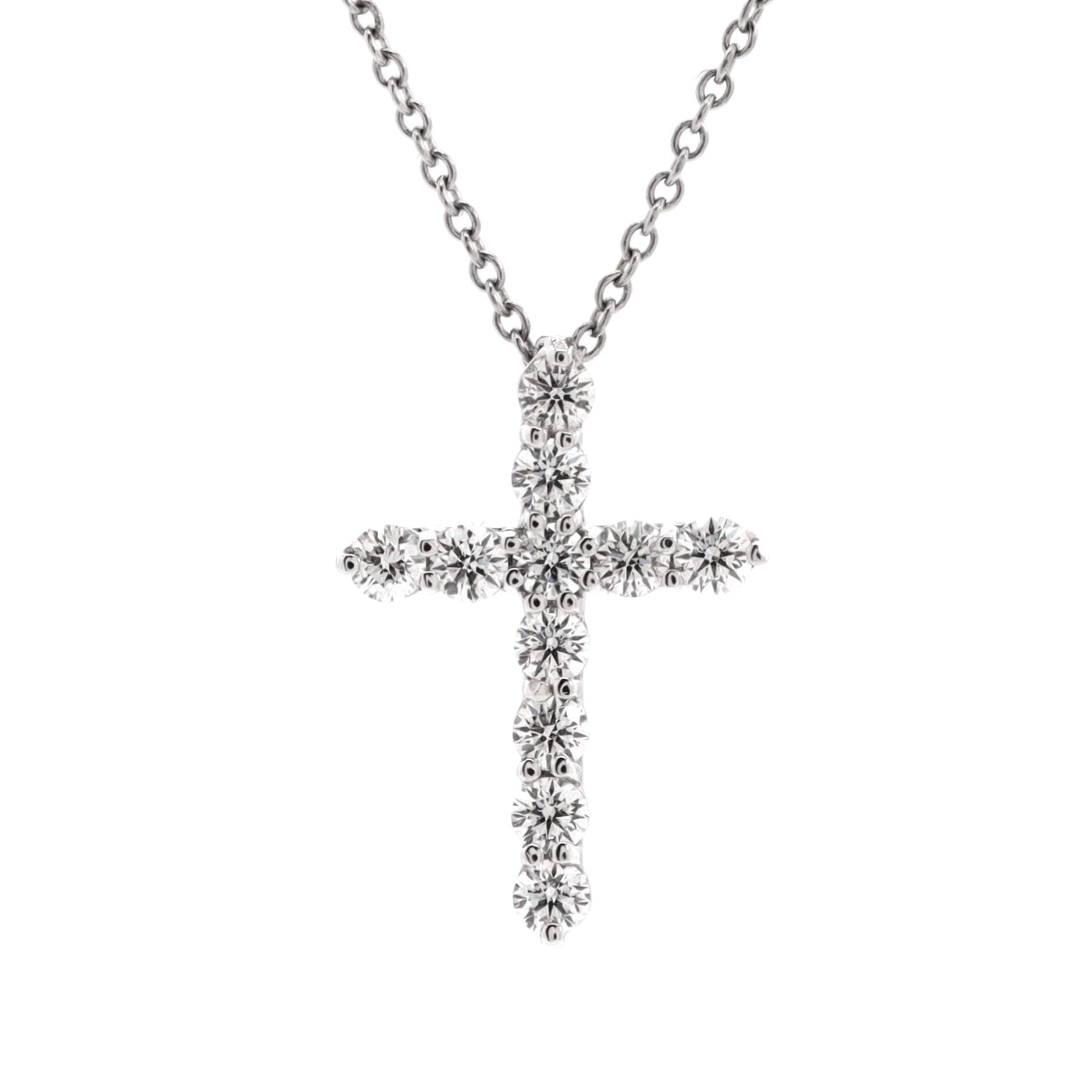 Cross Pendant Necklace Platinum and Diamonds Small