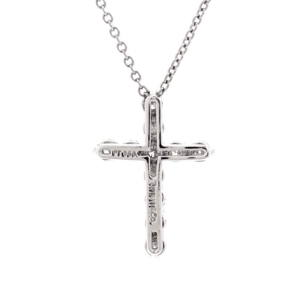 Cross Pendant Necklace Platinum and Diamonds Small