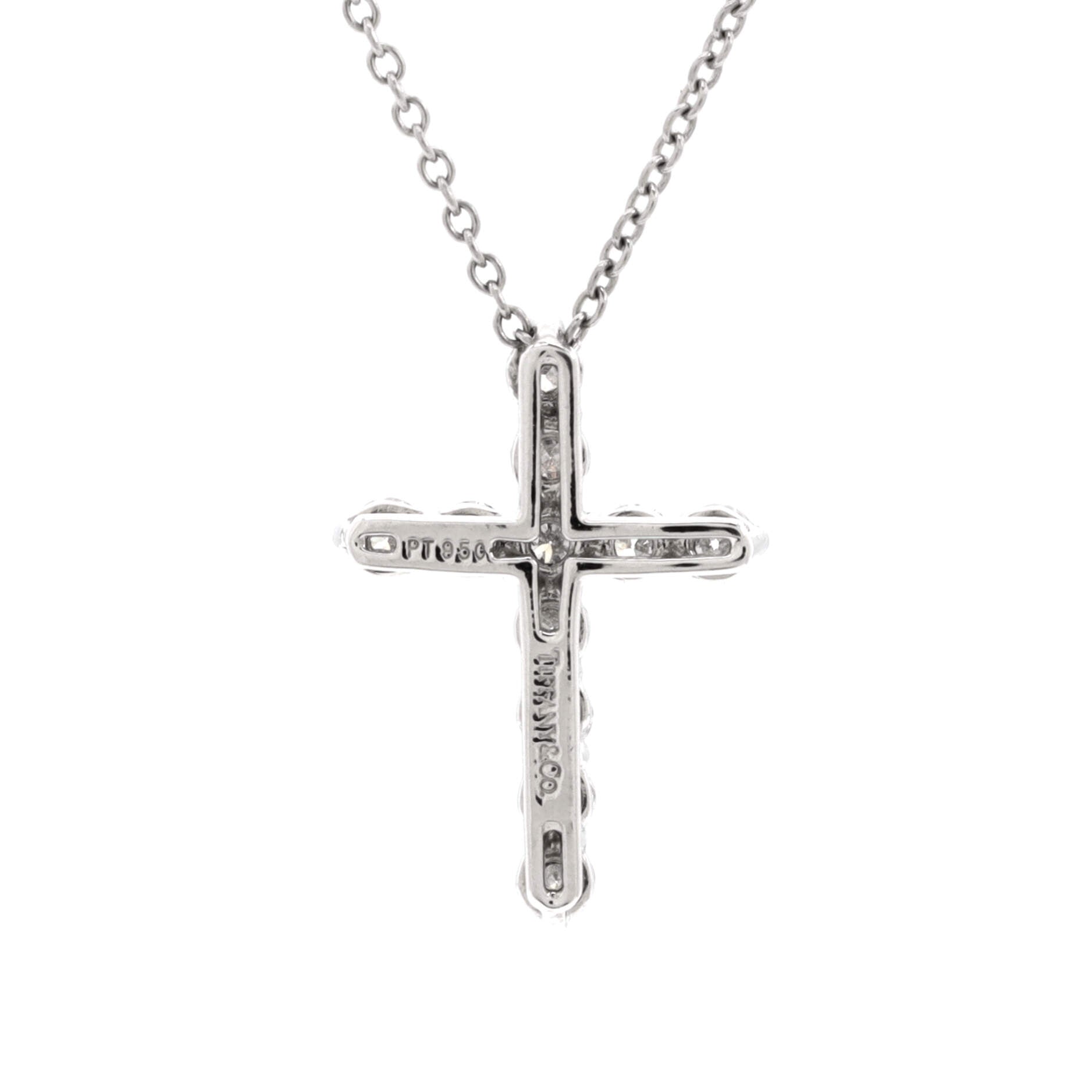 Cross Pendant Necklace Platinum and Diamonds Small