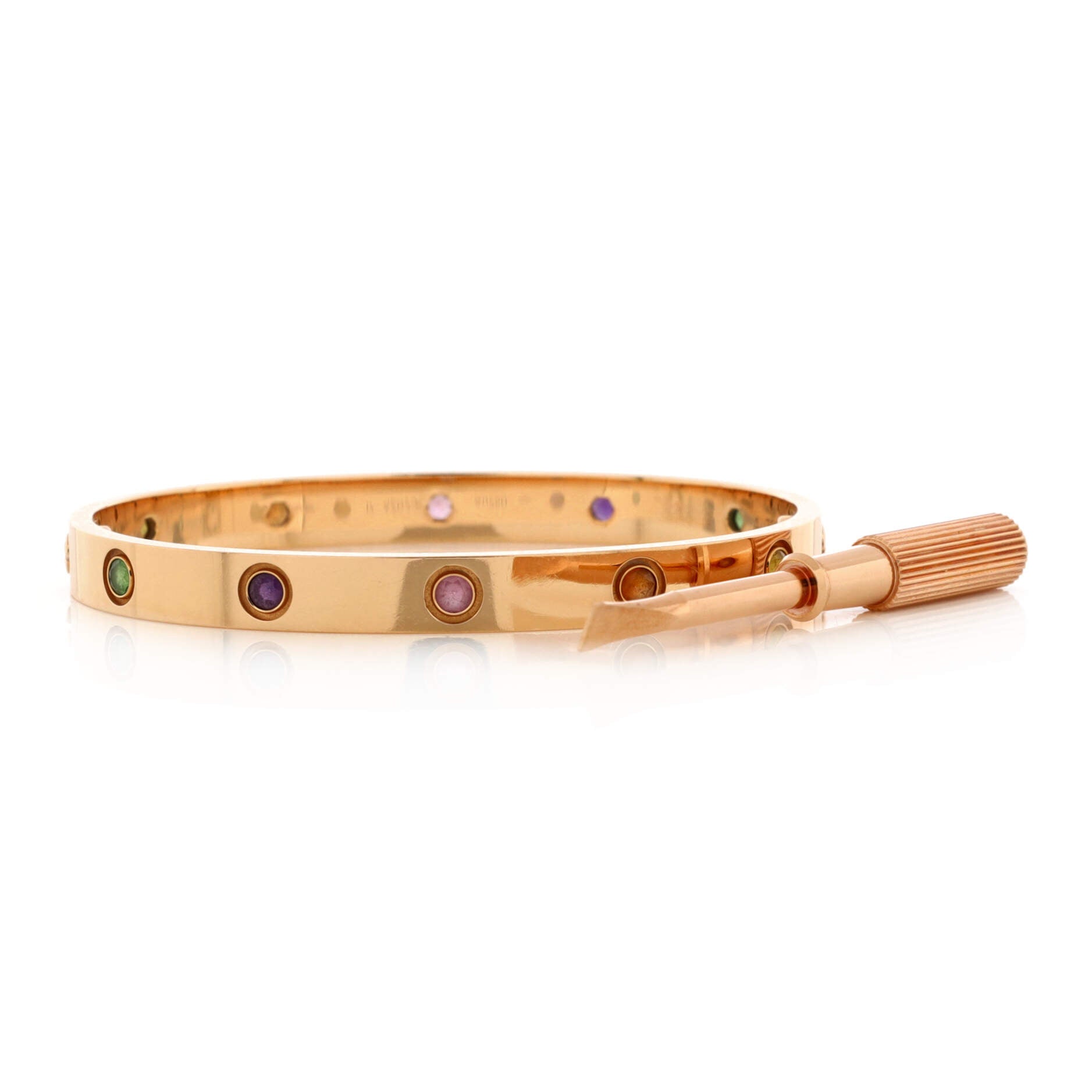 Love 10 Stone Bracelet 18K Rose Gold with Garnet, Amethyst and Sapphire