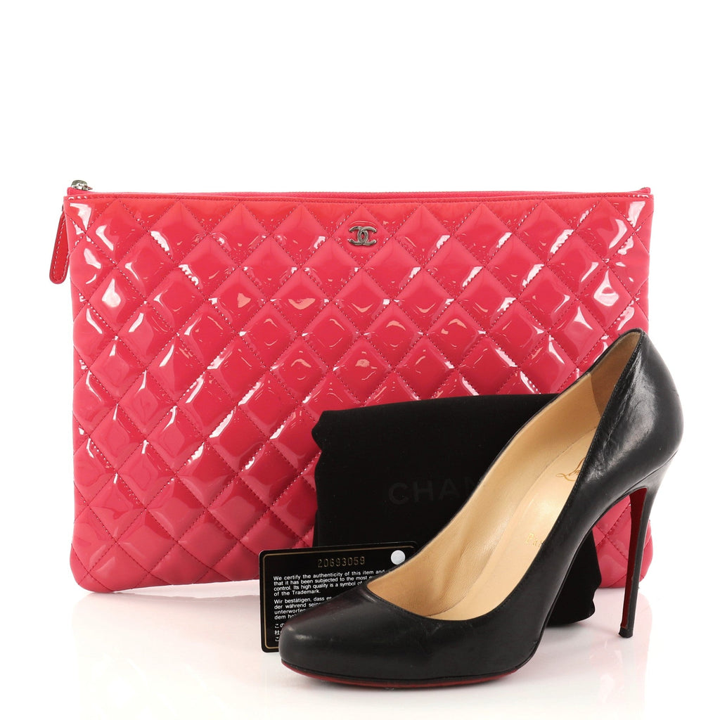 Valentine Hearts O Case Clutch Quilted Patent Large