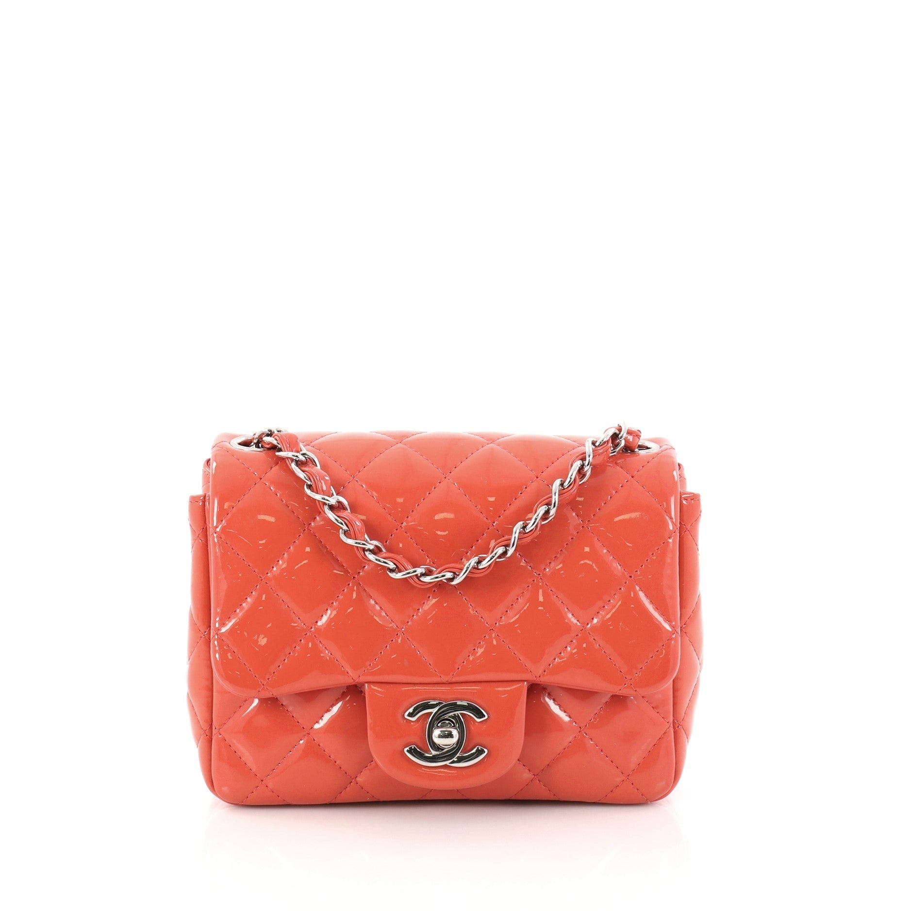 Square Classic Single Flap Bag Quilted Patent Mini