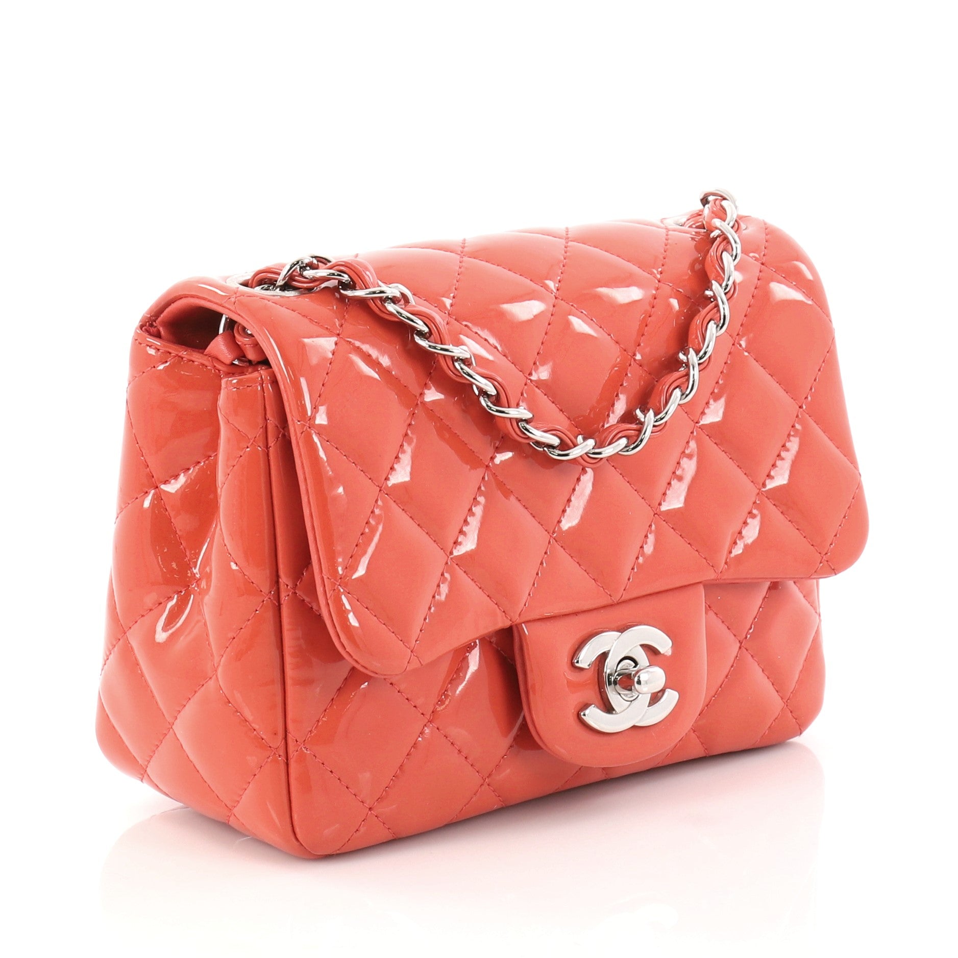 Square Classic Single Flap Bag Quilted Patent Mini