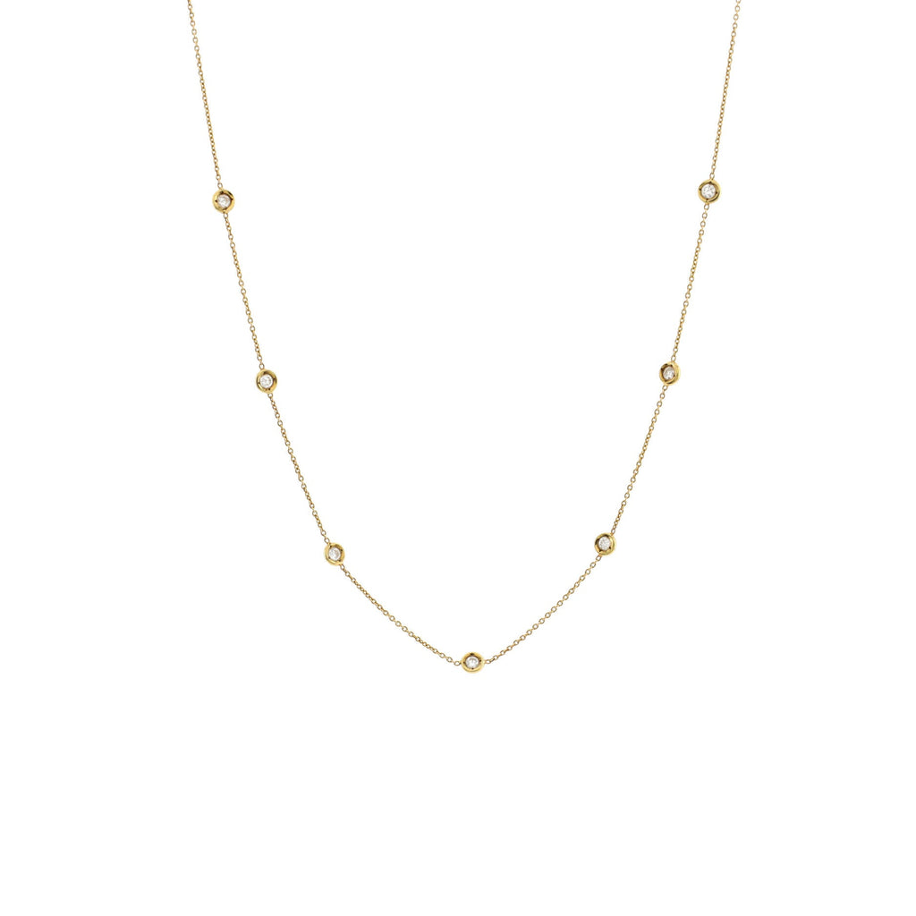 7 Diamond Stations Necklace 18K Yellow Gold with Diamonds