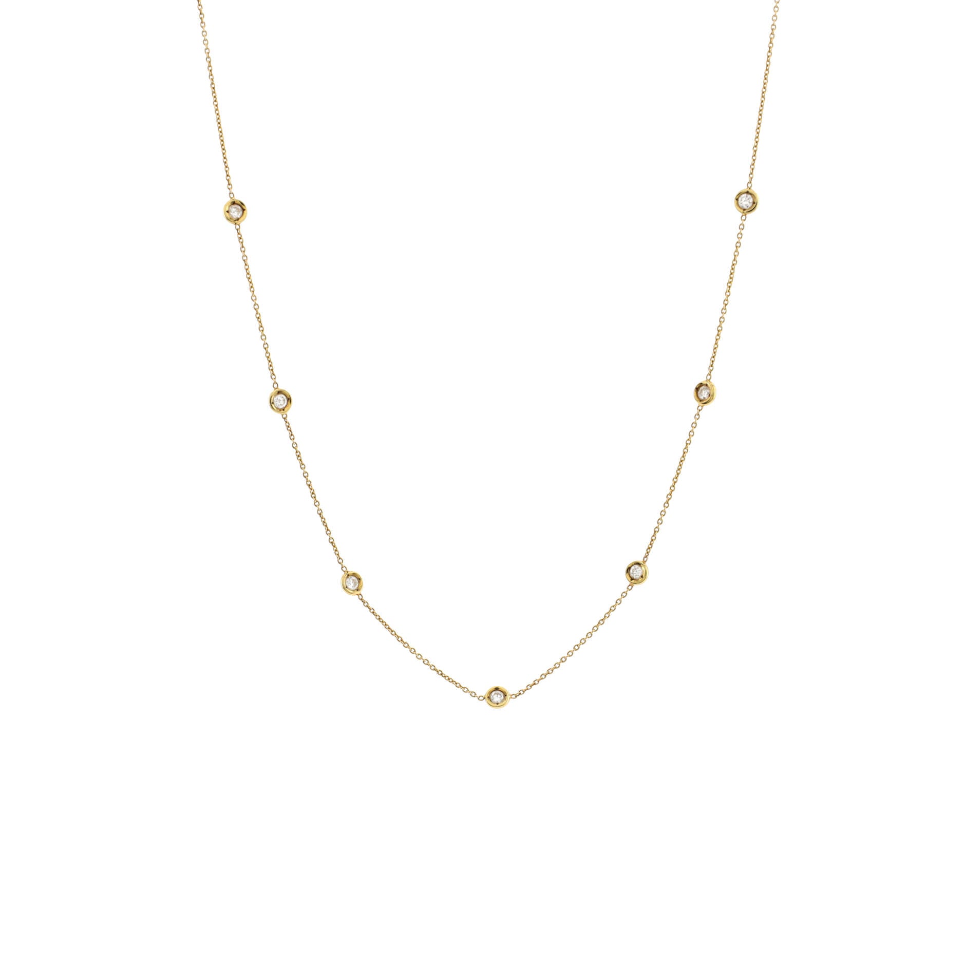 7 Diamond Stations Necklace 18K Yellow Gold with Diamonds