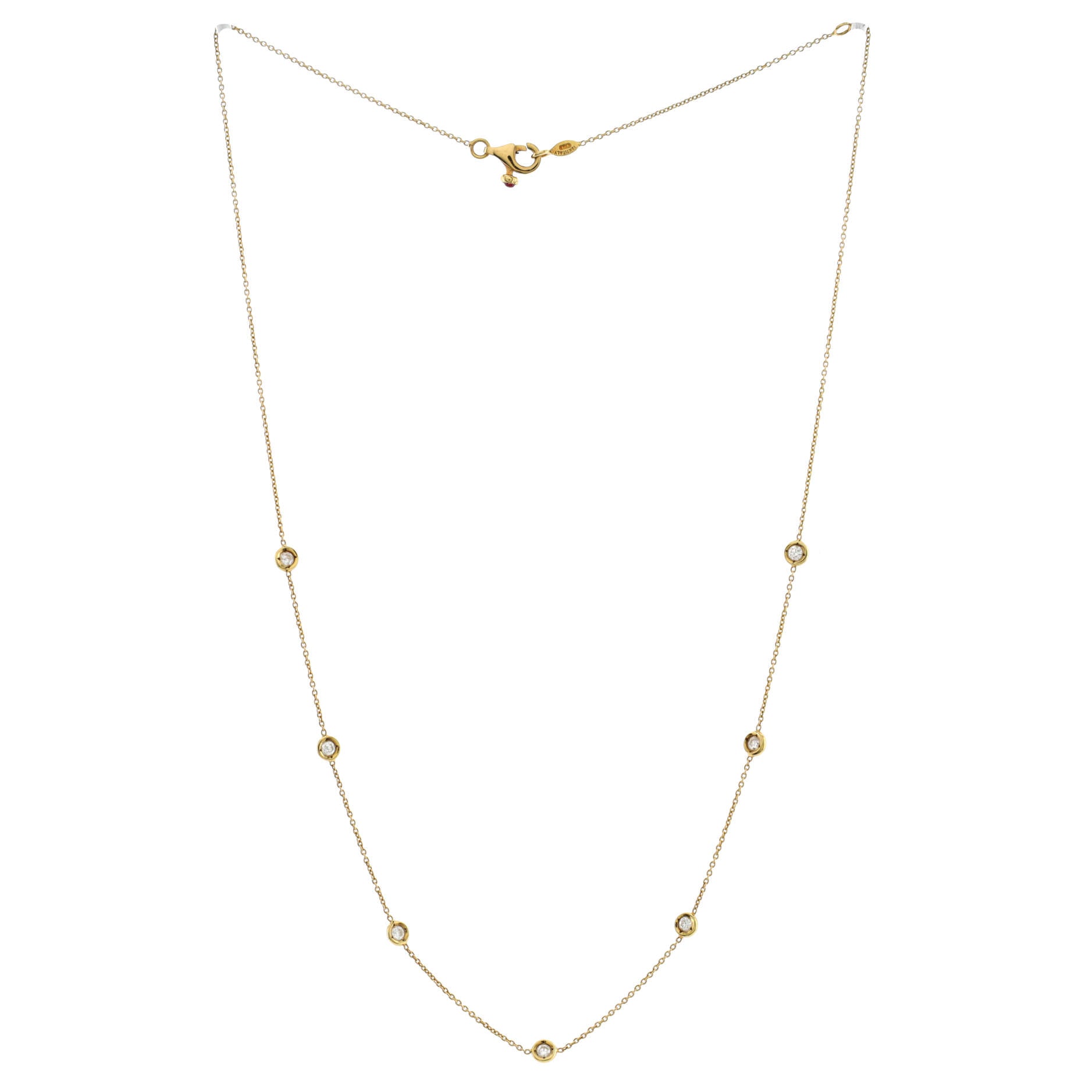 7 Diamond Stations Necklace 18K Yellow Gold with Diamonds