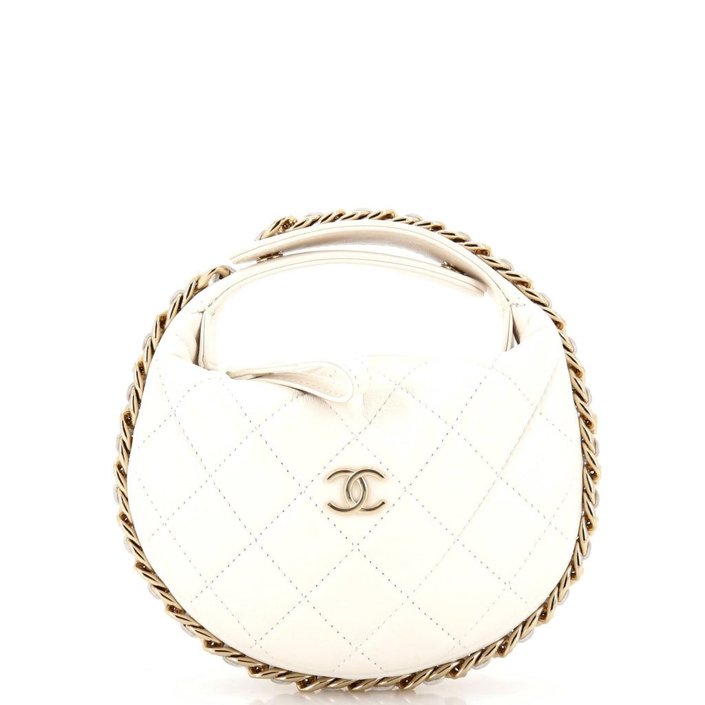 Chain Around Hobo Pouch Quilted Lambskin Mini