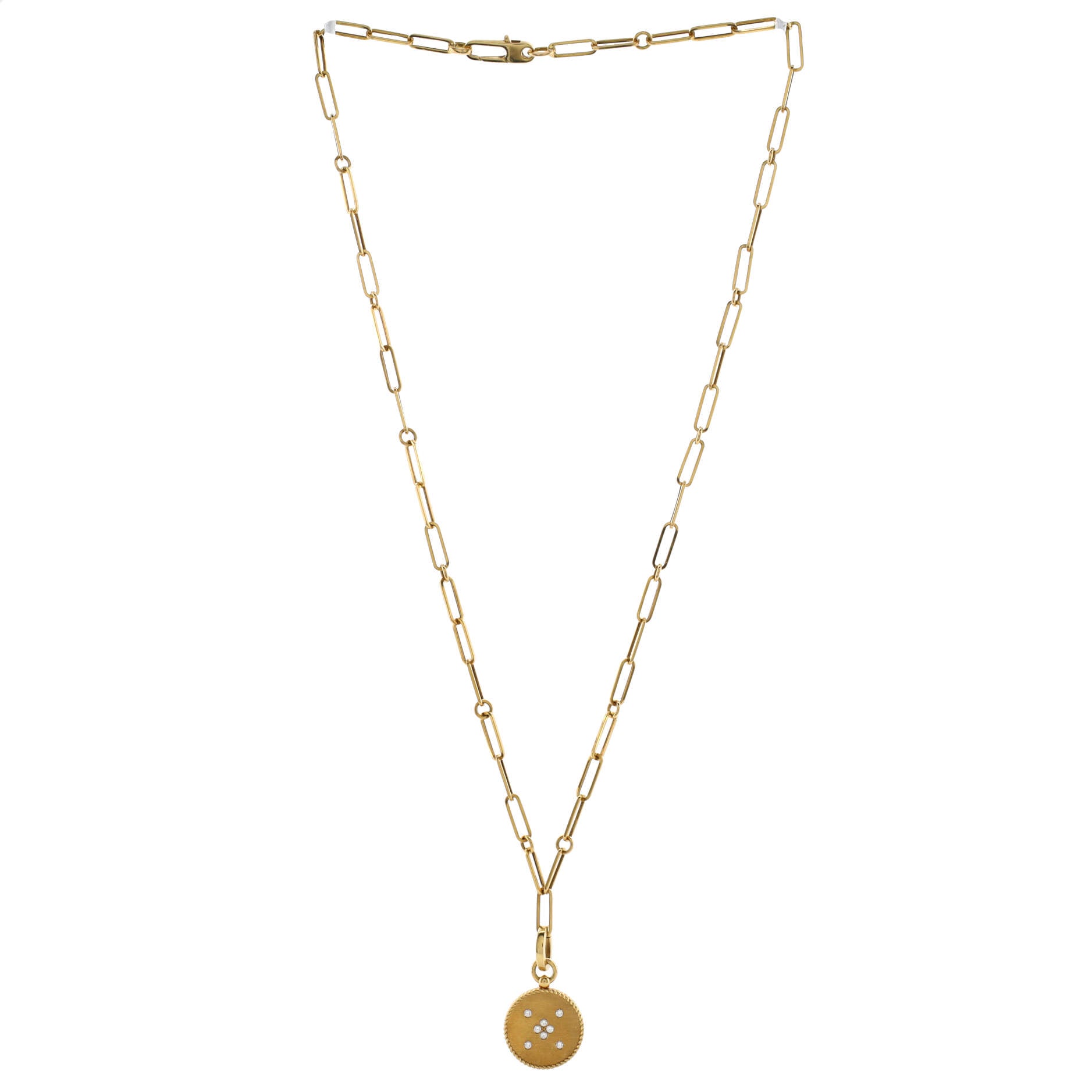 Venetian Princess Flower Disc Pendant Necklace 18K Yellow Gold with Diamonds