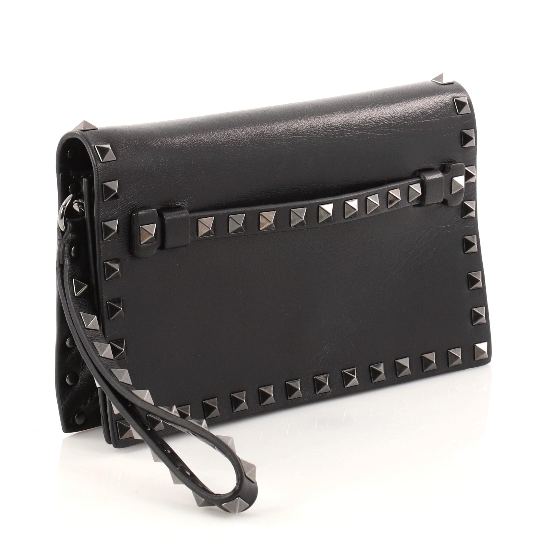 Rockstud Flap Clutch Leather Small