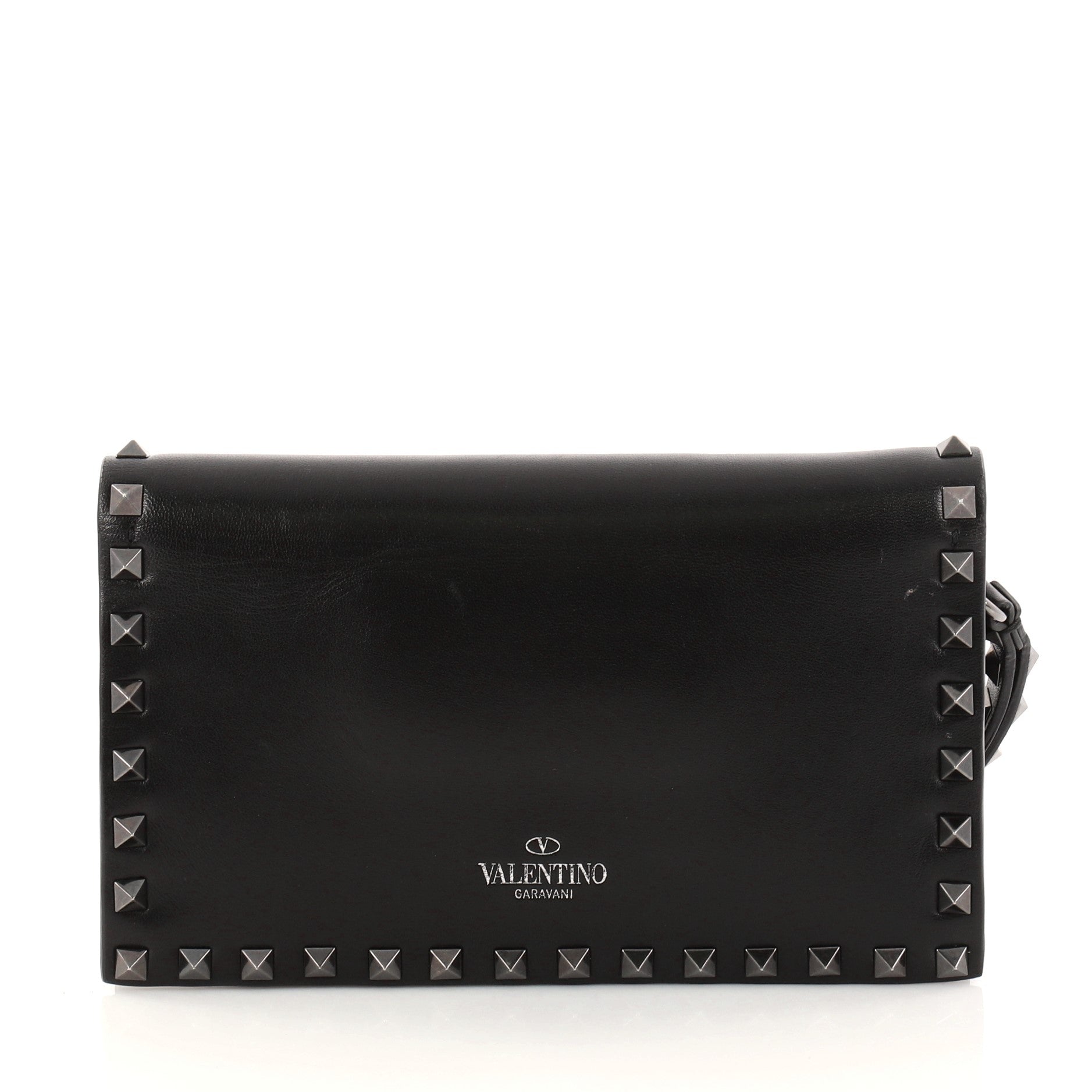 Rockstud Flap Clutch Leather Small