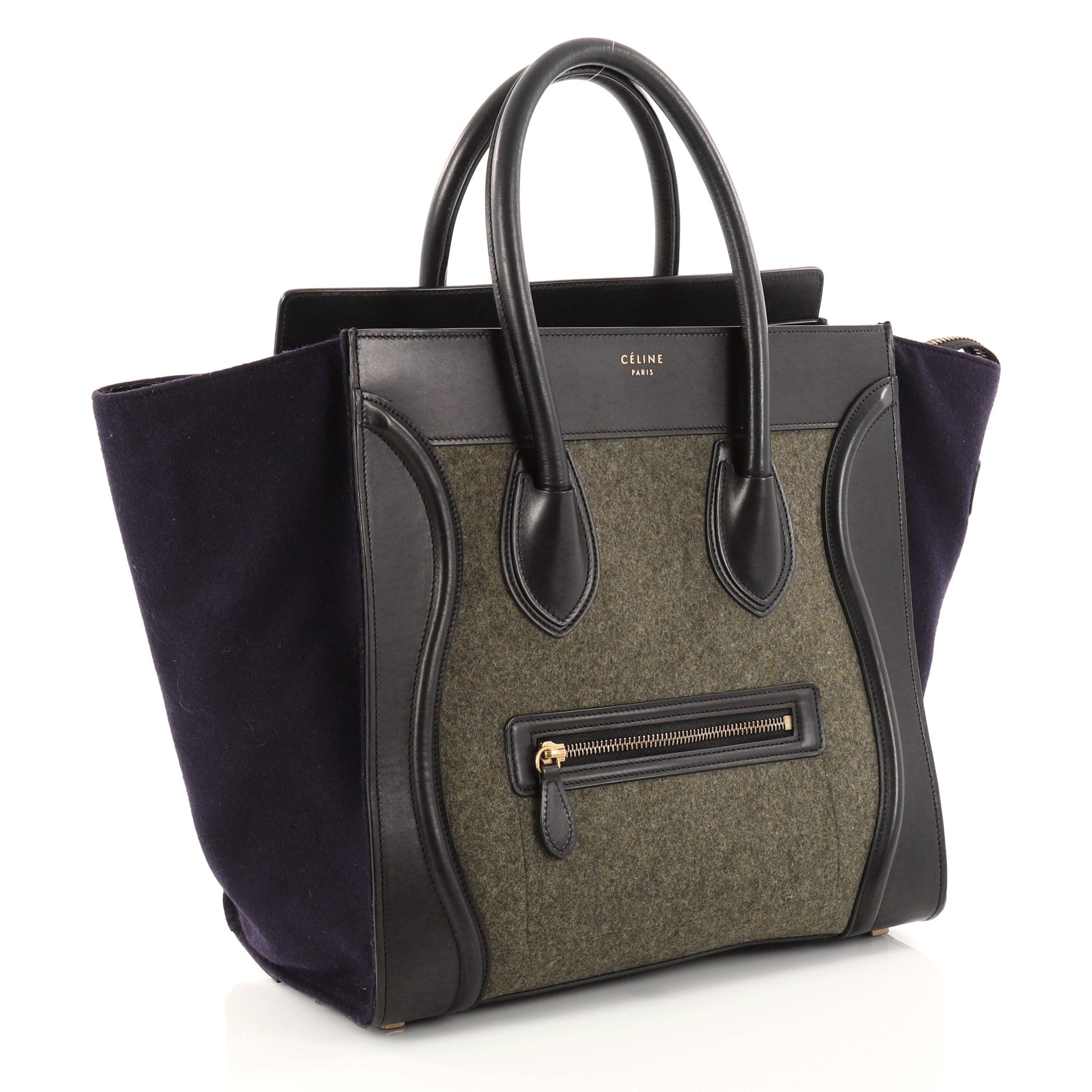 Tricolor Luggage Handbag Felt Mini