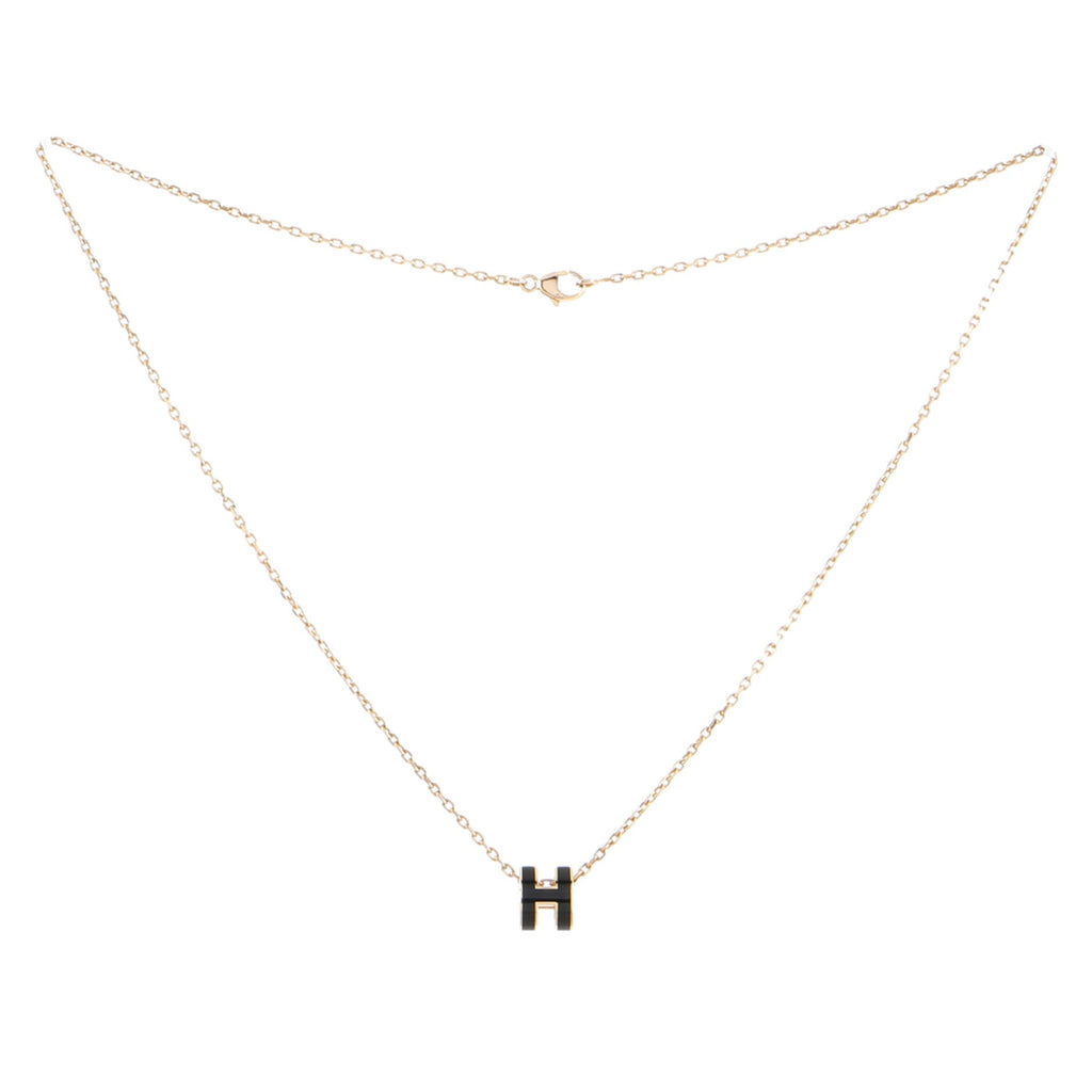 Pop H Pendant Chain Necklace Metal and Enamel Mini