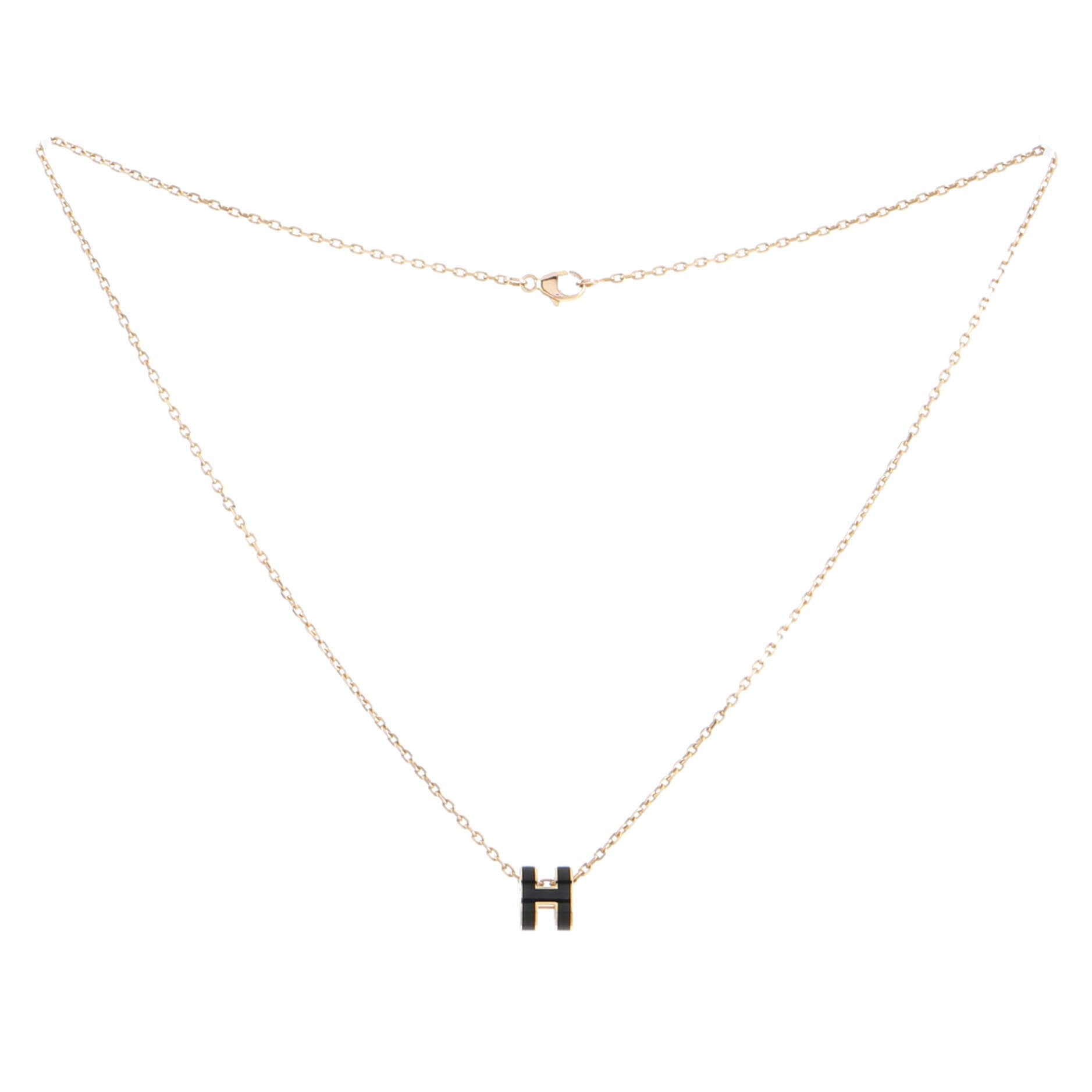 Pop H Pendant Chain Necklace Metal and Enamel Mini