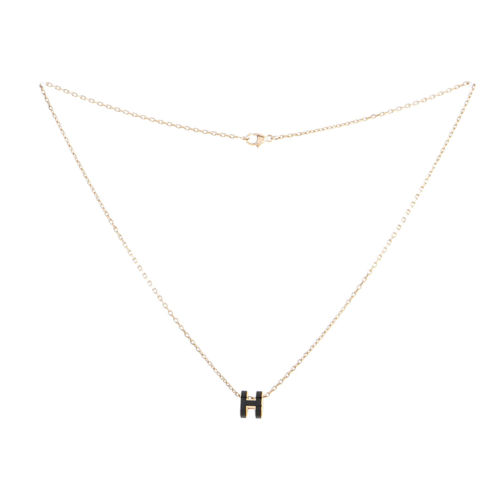 Pop H Pendant Chain Necklace Metal and Enamel Mini