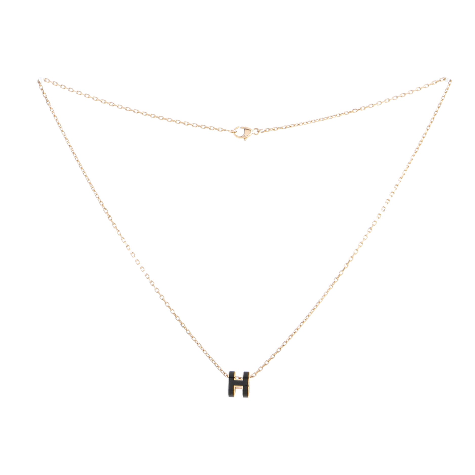 Pop H Pendant Chain Necklace Metal and Enamel Mini