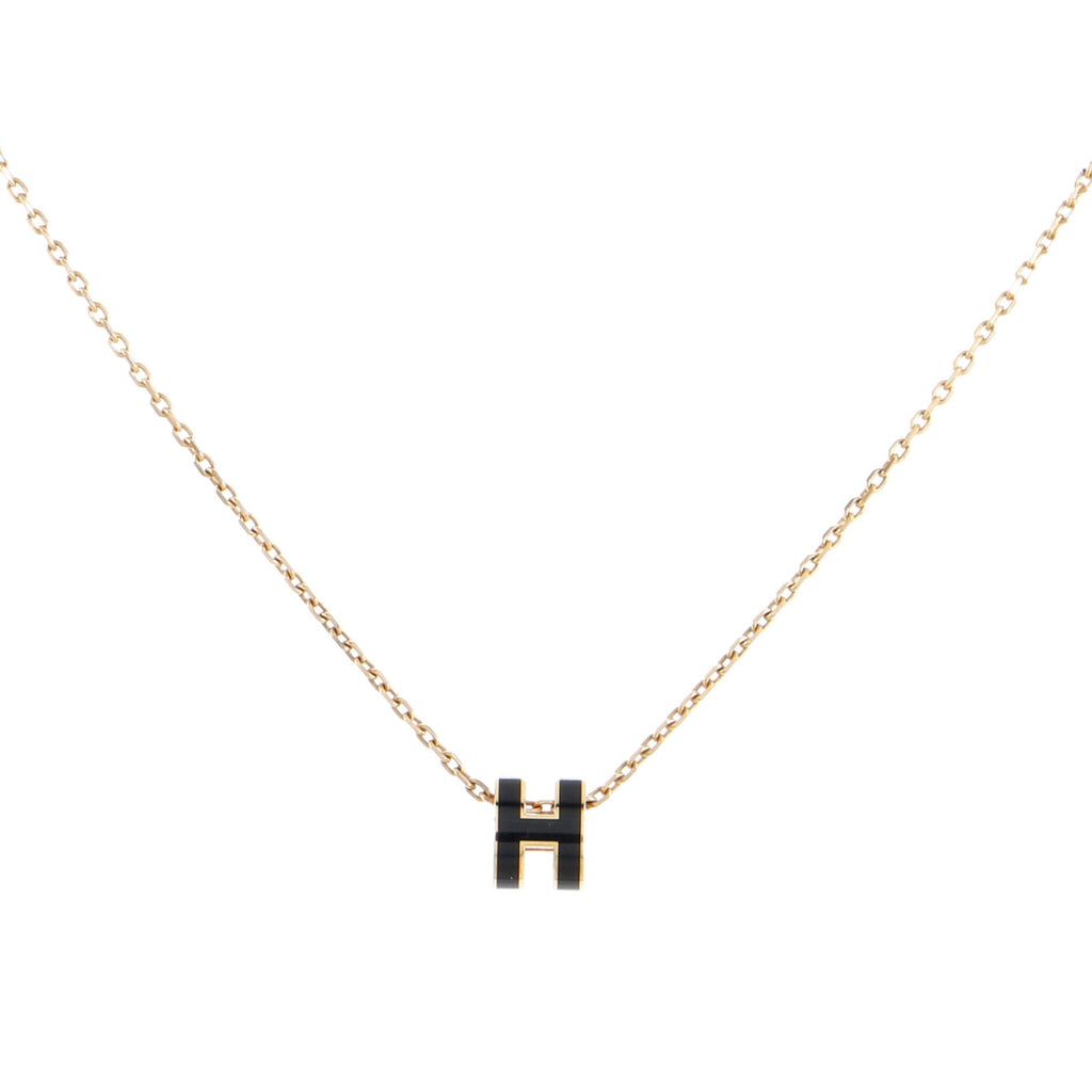 Pop H Pendant Chain Necklace Metal and Enamel Mini