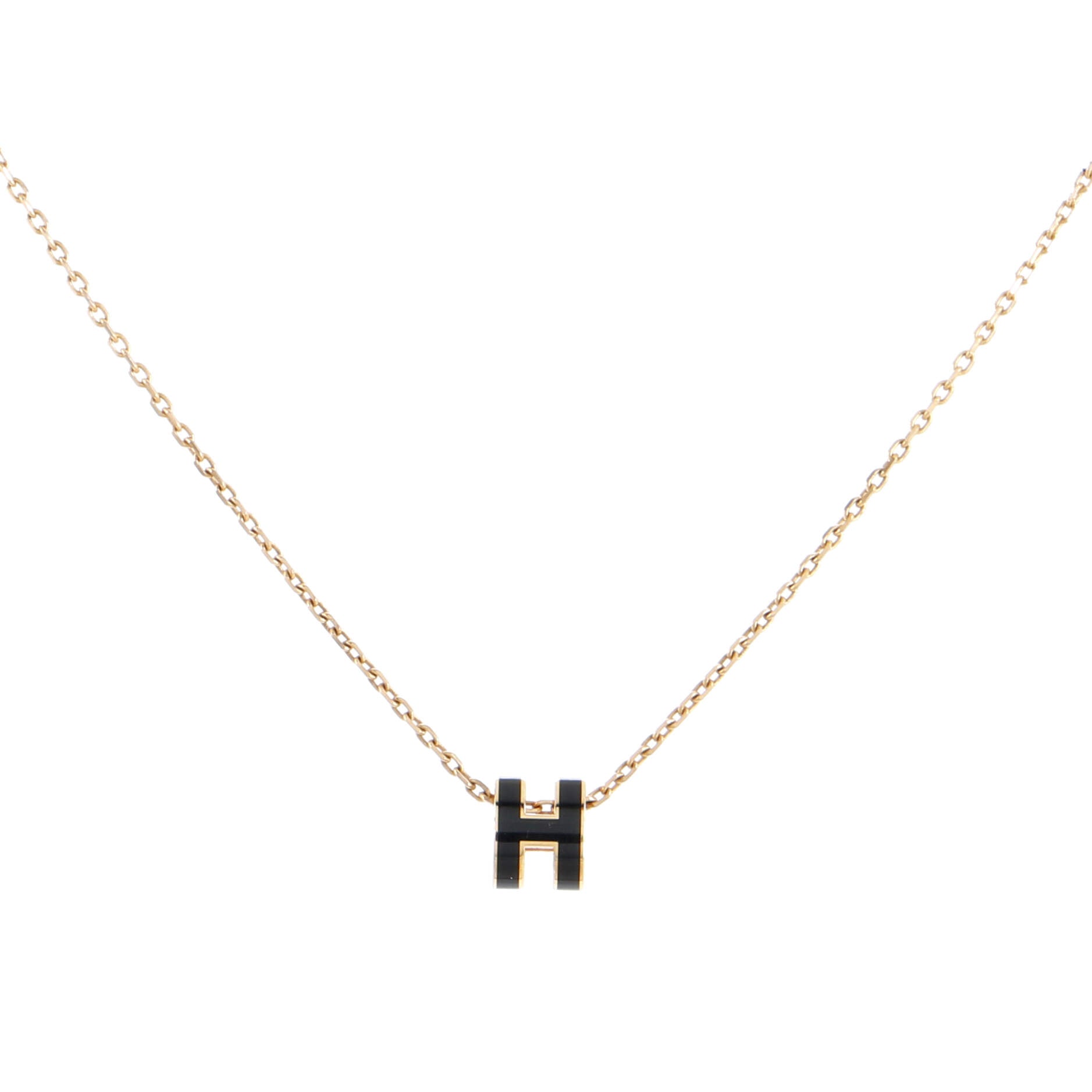 Pop H Pendant Chain Necklace Metal and Enamel Mini