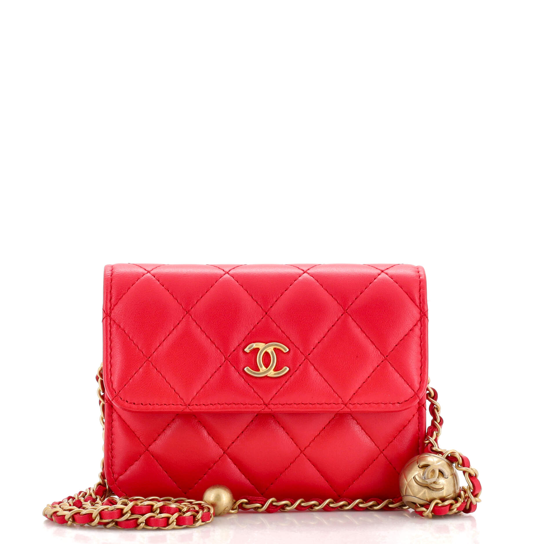 Pearl Crush Flap Clutch with Chain Quilted Lambskin Mini