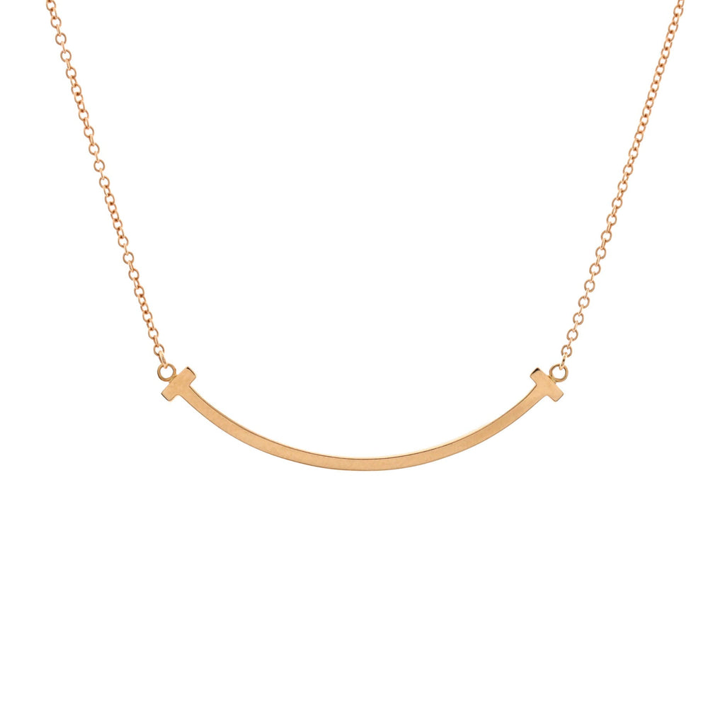 T Smile Pendant Necklace 18K Rose Gold Small