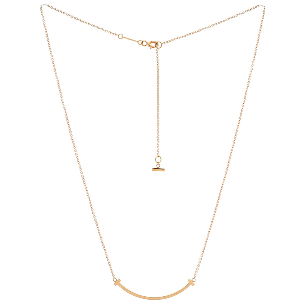 T Smile Pendant Necklace 18K Rose Gold Small