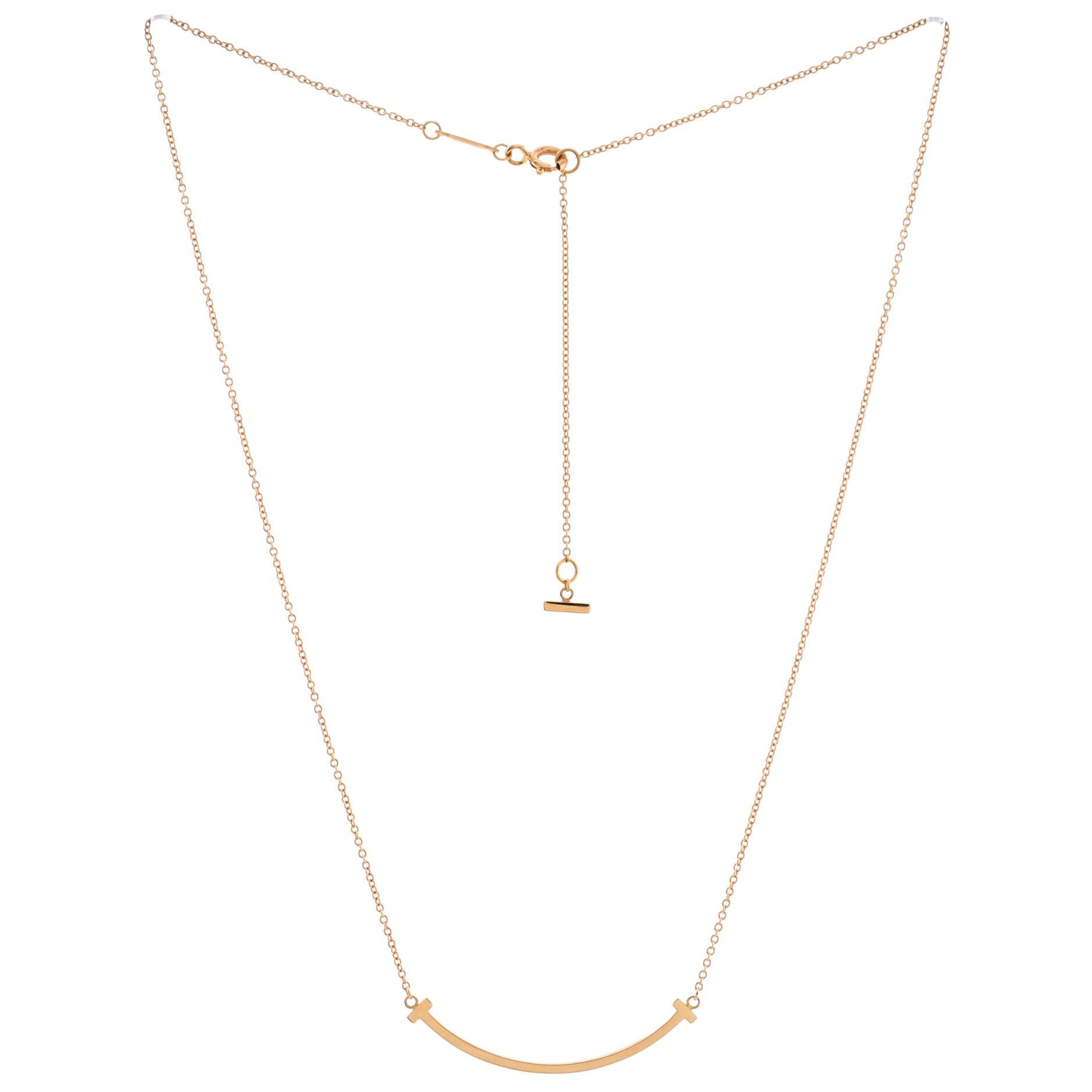 T Smile Pendant Necklace 18K Rose Gold Small