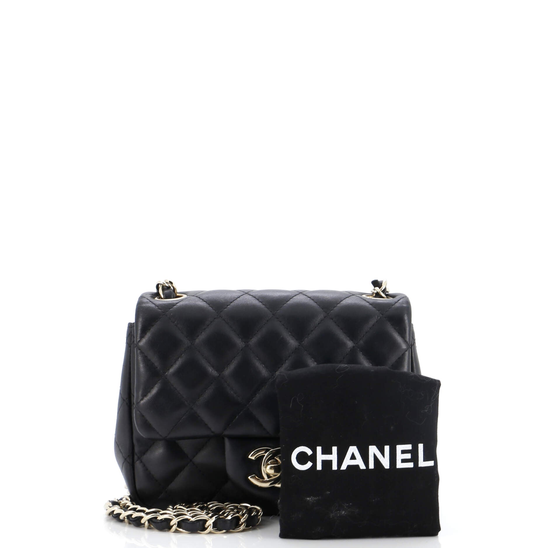 Square Classic Single Flap Bag Quilted Lambskin Mini