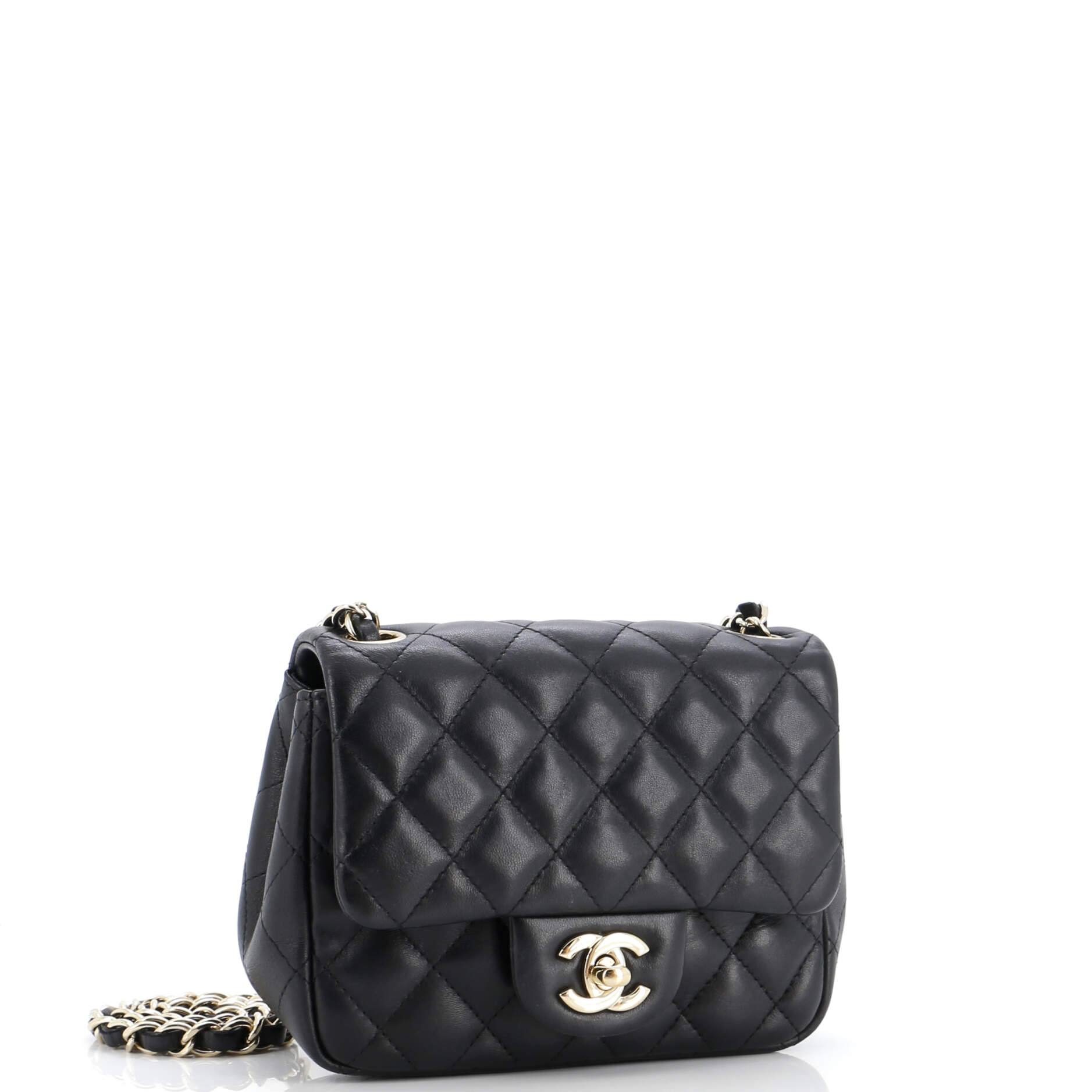 Square Classic Single Flap Bag Quilted Lambskin Mini