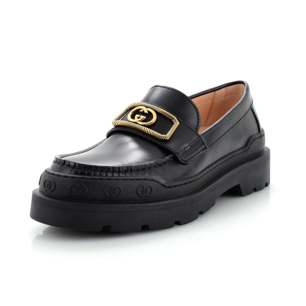 Women's Rectangle Interlocking G Loafers Leather