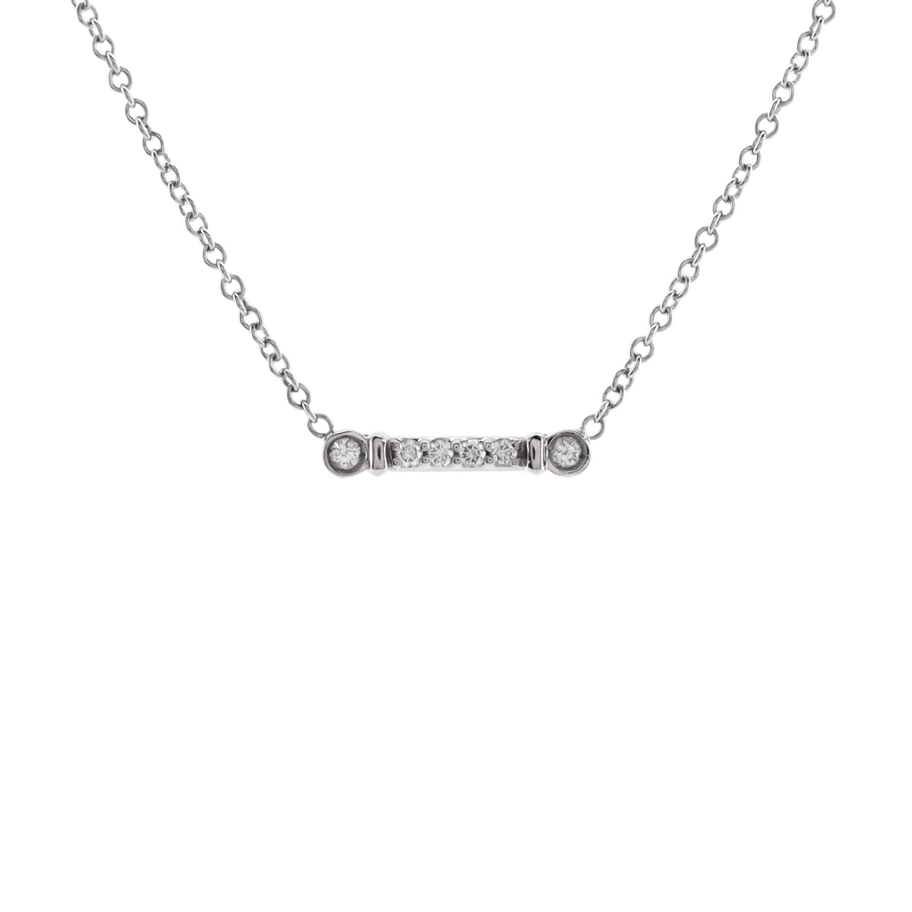 Fleur de Lis Key Bar Pendant Necklace Platinum with Diamonds