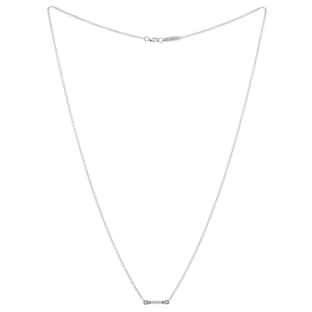 Fleur de Lis Key Bar Pendant Necklace Platinum with Diamonds