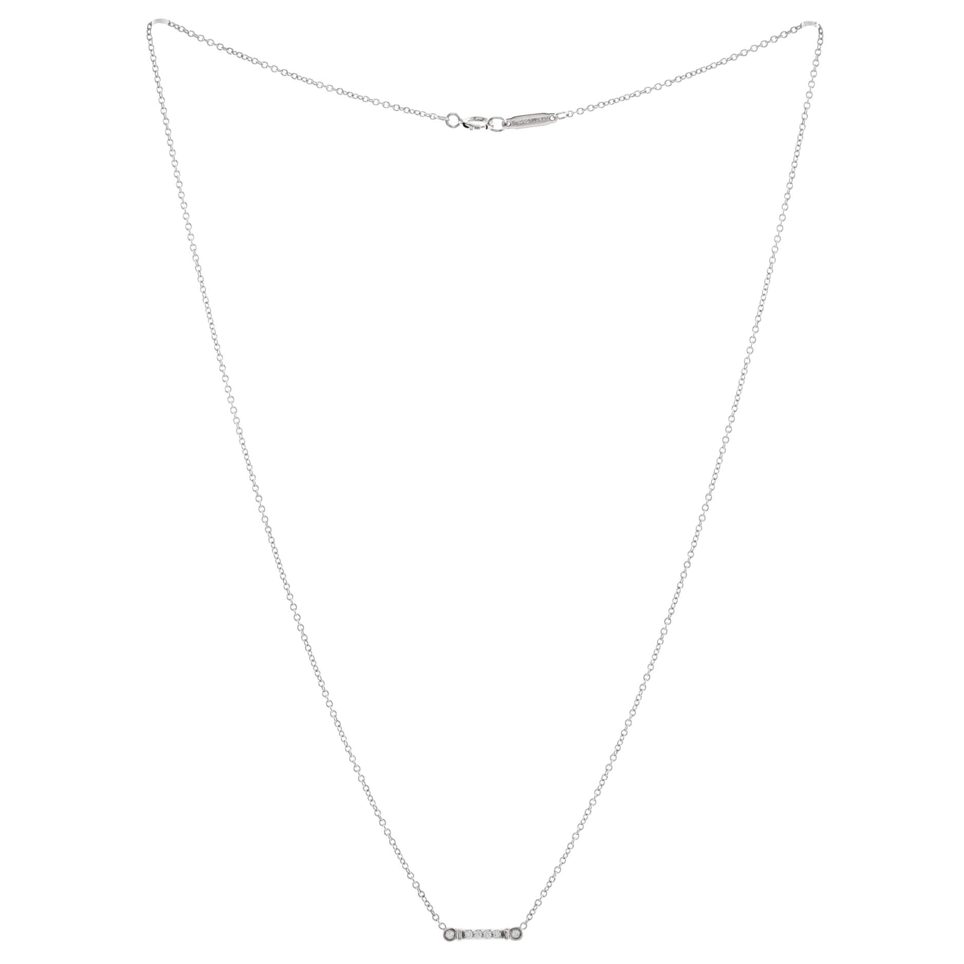 Fleur de Lis Key Bar Pendant Necklace Platinum with Diamonds