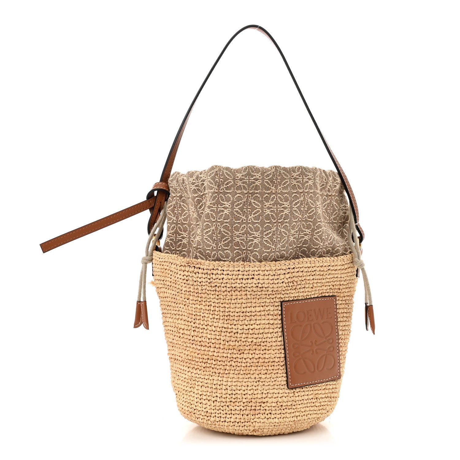 Calfskin Raffia Anagram Paulas Ibiza Pochette Bag Natural Tan