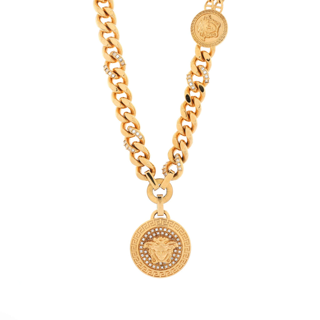 Medusa Chain Pendant Necklace Metal with Crystal