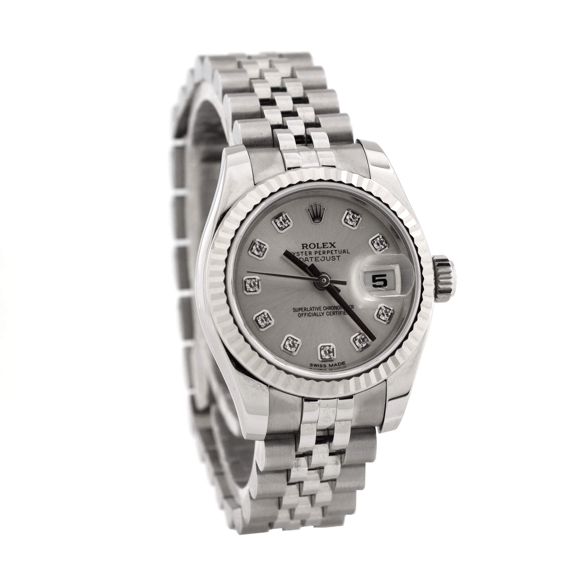 Oyster Perpetual Datejust Automatic Watch Stainless Steel and White Gold with Diamond Markers 26