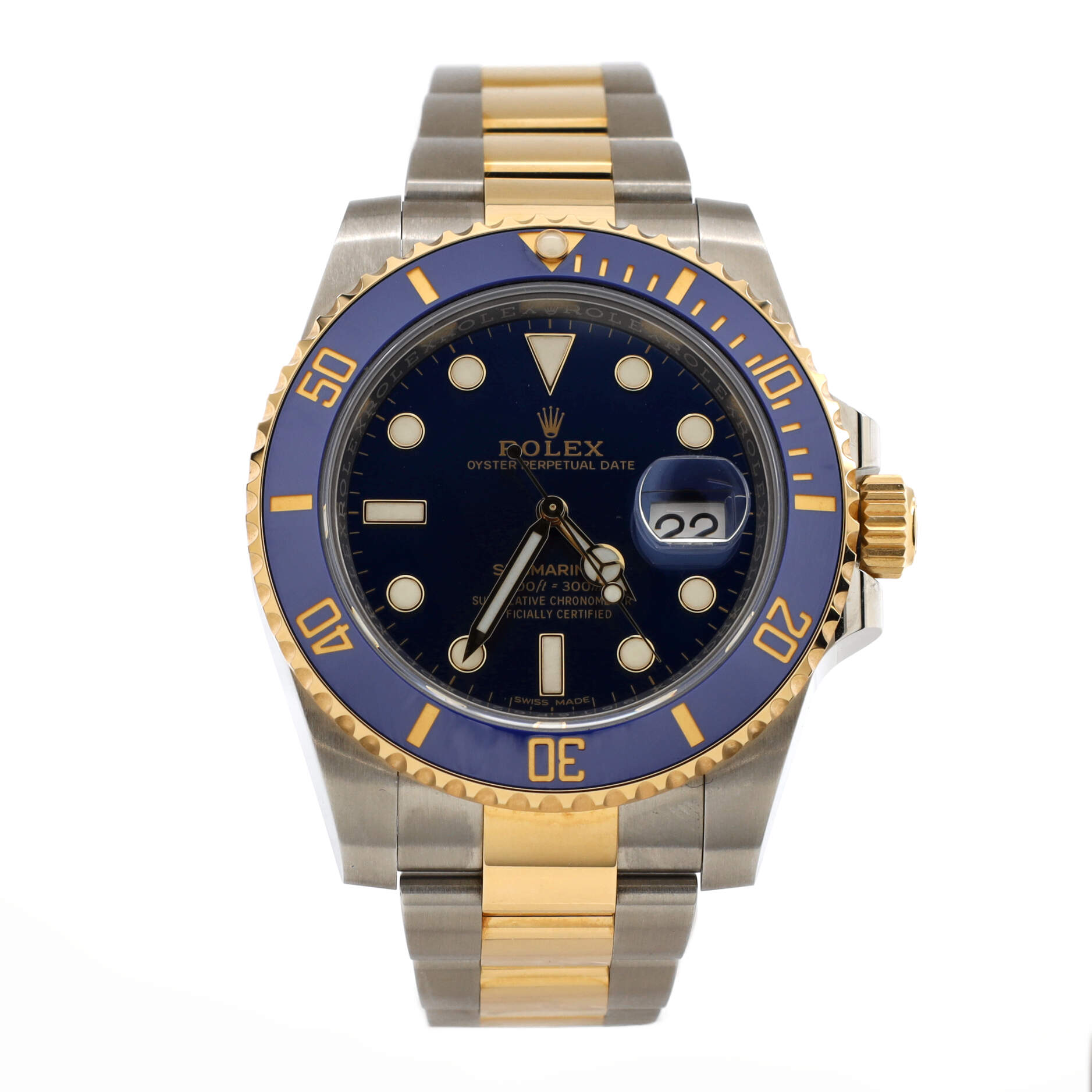 Oyster Perpetual Submariner Bluesy Date Automatic Watch Stainless Steel and Cerachrom with Yellow Gold 40