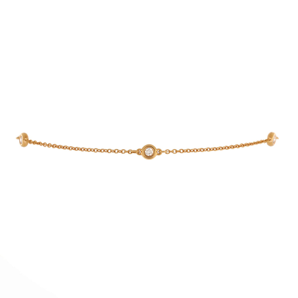 Elsa Peretti Diamonds by the Yard 3 Stone Bracelet 18K Rose Gold with Diamonds