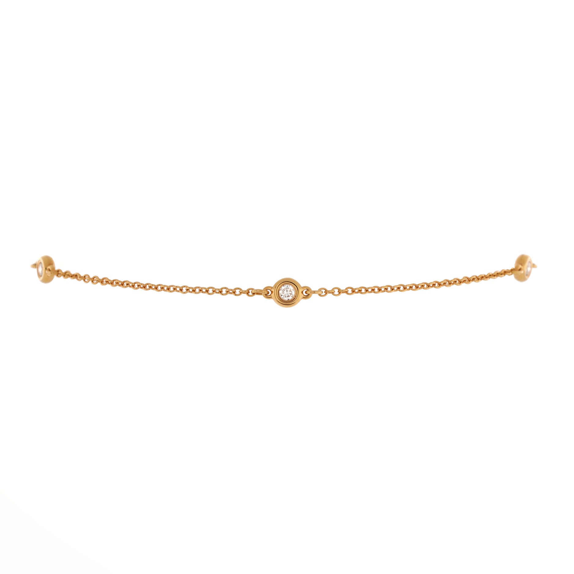 Elsa Peretti Diamonds by the Yard 3 Stone Bracelet 18K Rose Gold with Diamonds