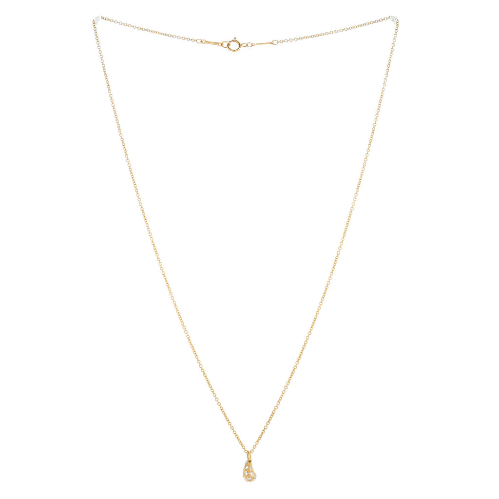 Elsa Peretti Teardrop Pendant Necklace 18K Yellow Gold with Diamonds Small